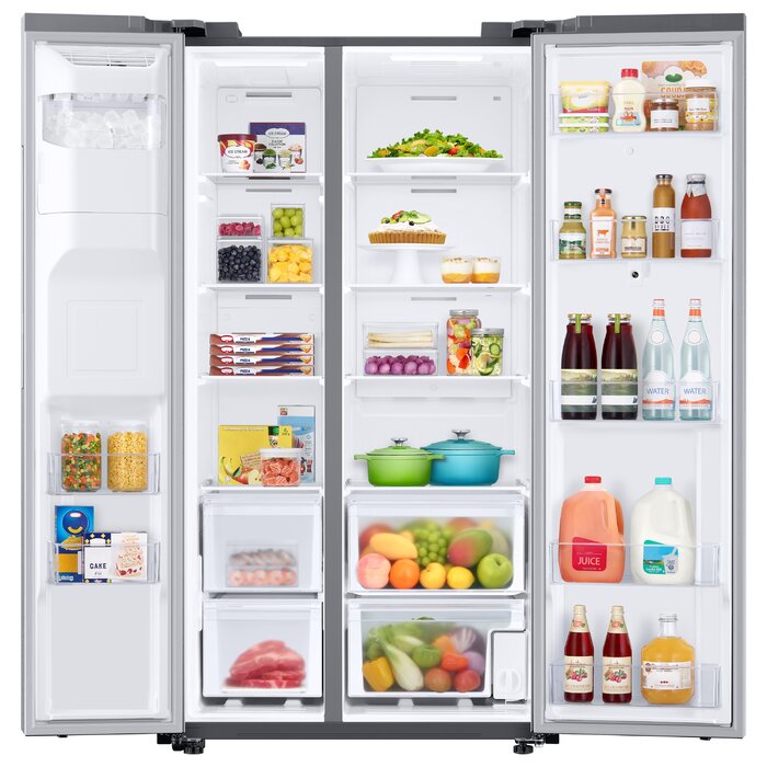 Stainless Steel 36" Side by Side Energy Star 26.7 cu. ft. Smart Refrigerator with Family Hub
