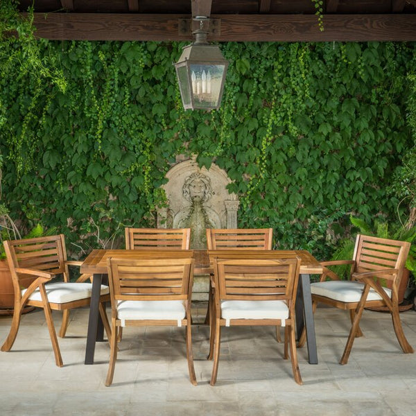 Rectangular 6 - Person 32.25'' Long Dining Set with Cushions