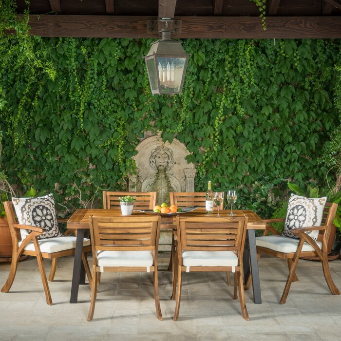 Rectangular 6 - Person 32.25'' Long Dining Set with Cushions